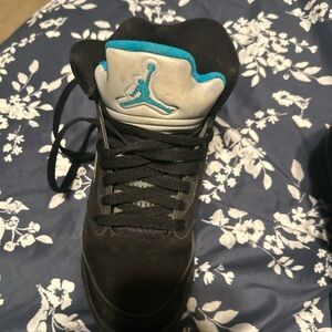 Jordan Black and Blue Athletic High-Top Sneakers